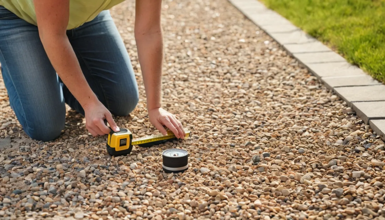 Homeowner measuring a backyard patio area in the East Bethel area